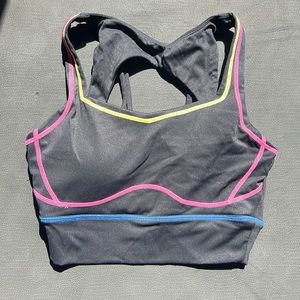 Buffbunny Transcend Sports bra - black / multi color stitching - size small